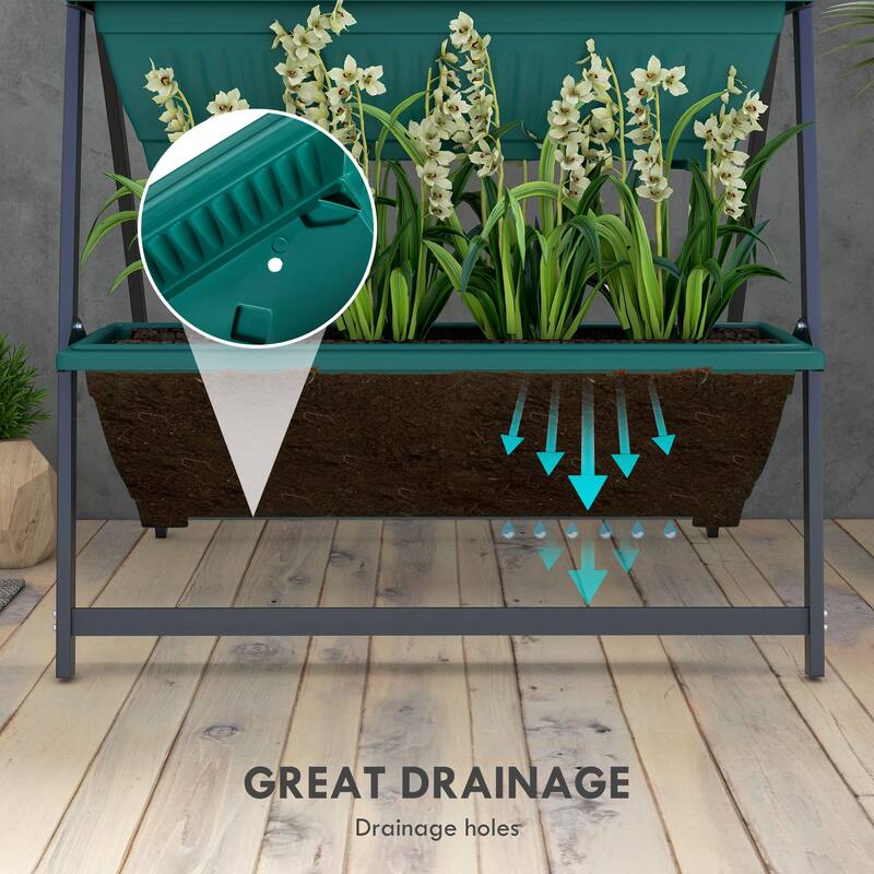 Outsunny Raised Garden Bed, 4 Tier Vertical Garden Planter Set, 4 Outdoor Planter Boxes with Stand