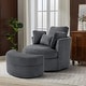 preview thumbnail 51 of 198, 41" W Oversized Accent Barrel Swivel Chair with Moon Storage Ottoman