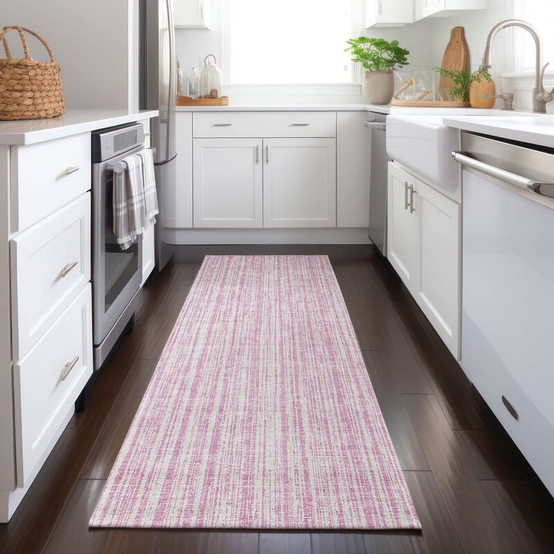 Machine Washable Indoor/ Outdoor Chantille Contemporary Striped Rug