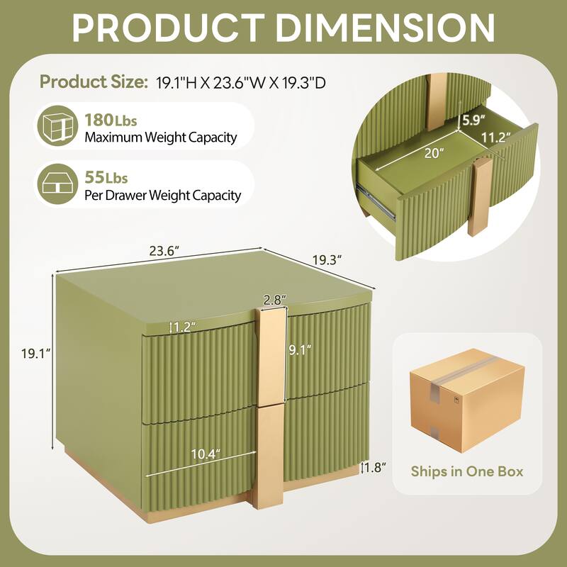 Christopher Knight Home - Lunera Modern Storage Nightstand with Fluted Design and Heavy Duty Base