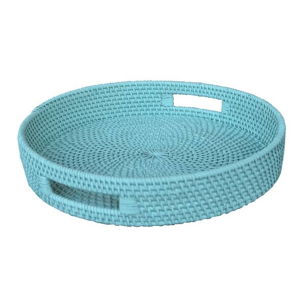 A&B Home Ivory Coast 3-inch Light Blue Rattan Tray - Bed Bath & Beyond ...