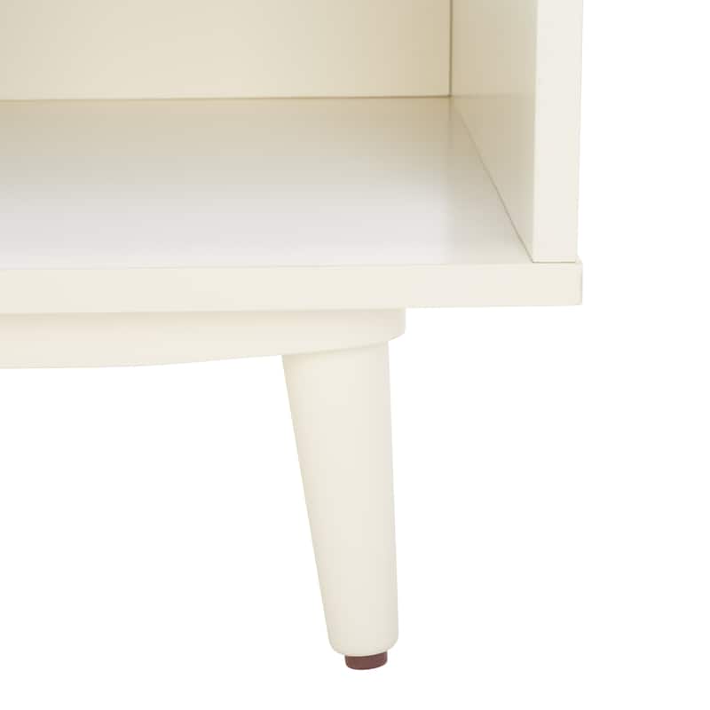 SAFAVIEH Cricket Mid-Century Modern Open Shelf Storage Bench with Cushion