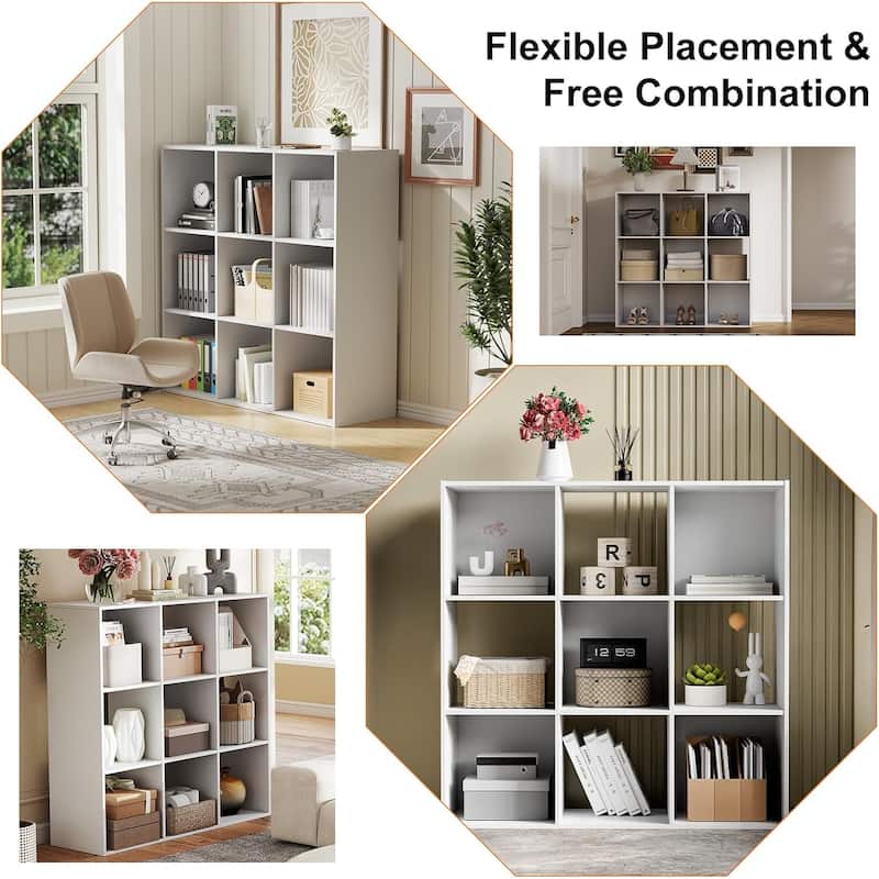9 Cube Storage Organizer, Bookshelf with 5 Removable Back Panels for Living Room, Bedroom, Home Office - 36"D×36"W×11.6"H