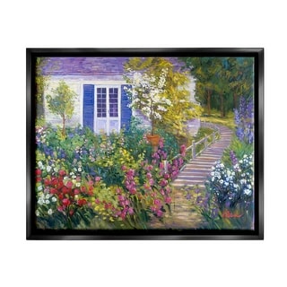 Stupell Garden Cottage House Framed Floater Canvas Wall Art Design by ...