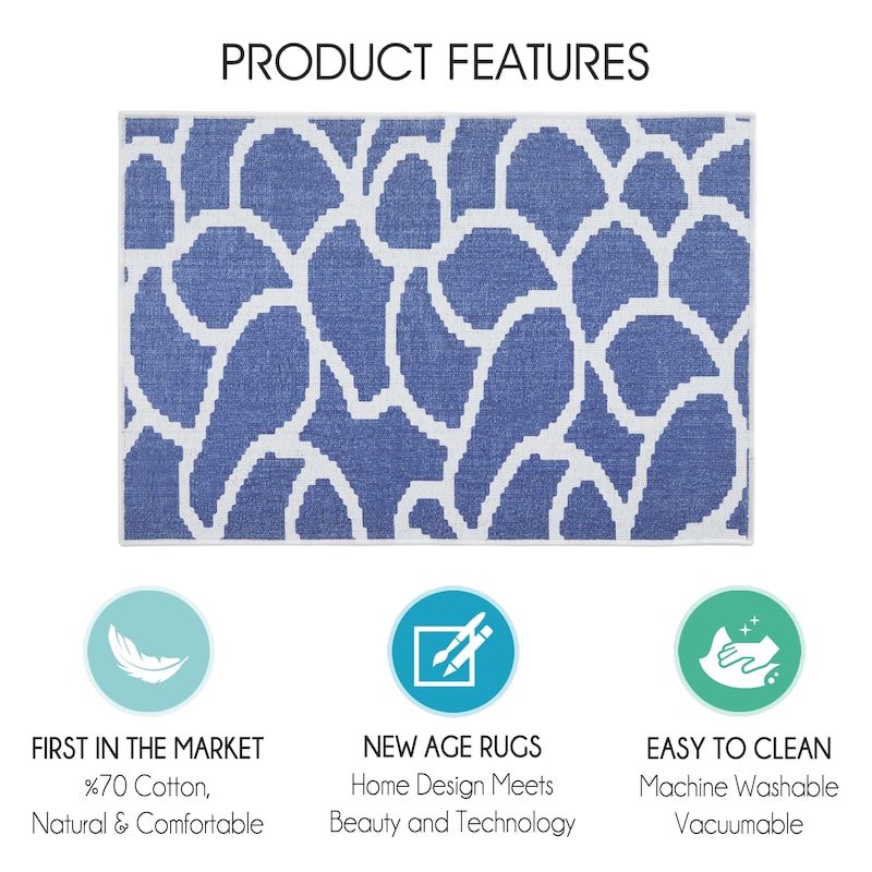 Sussexhome Heavy Duty Ultra Thin Non Slip Washable Cotton Indoor Rug - 2' x 3'
