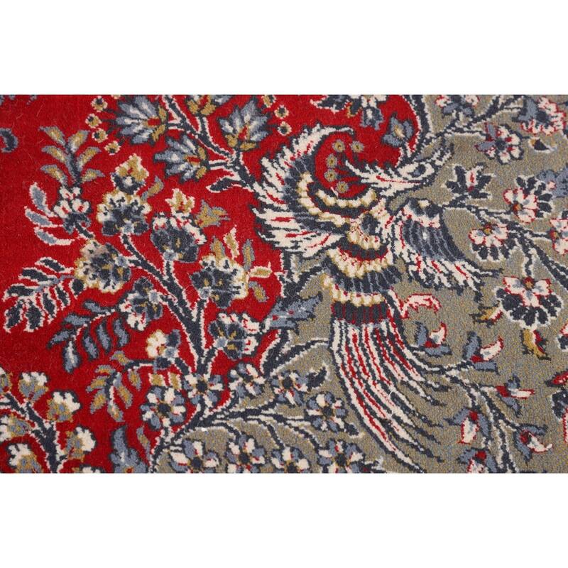 Pictorial Red Floral Kashan Turkish Rug Medallion Machine Made Carpet - 9'7" x 13'0"