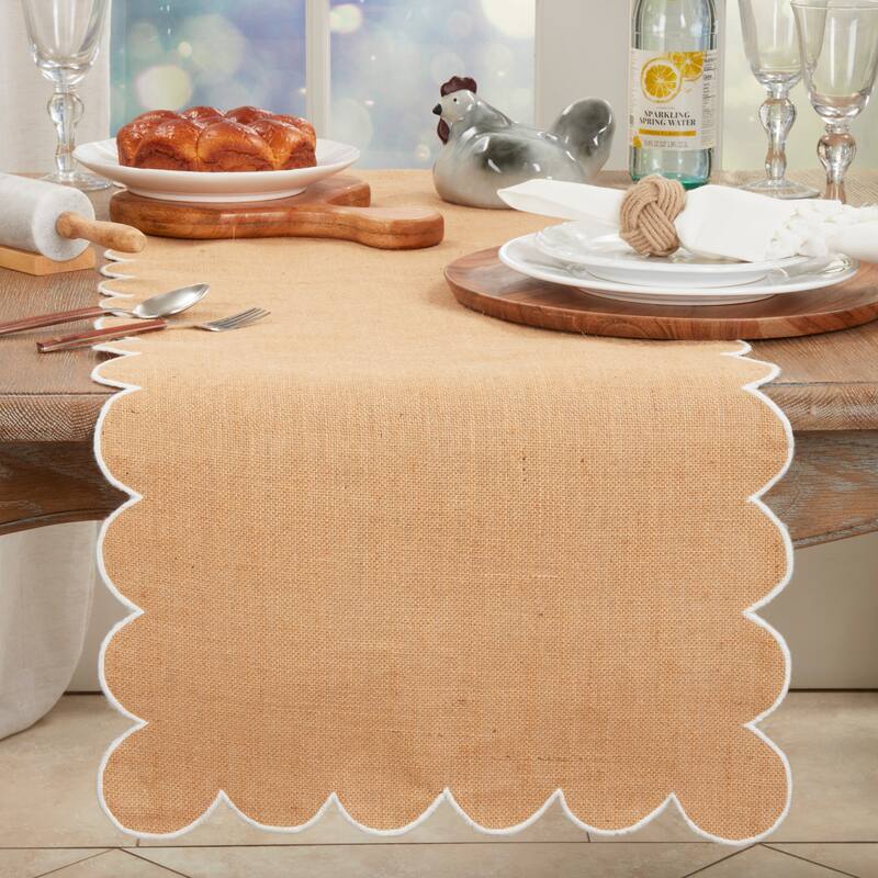 Rustic Chic Scalloped Table Runner - 16"x72"