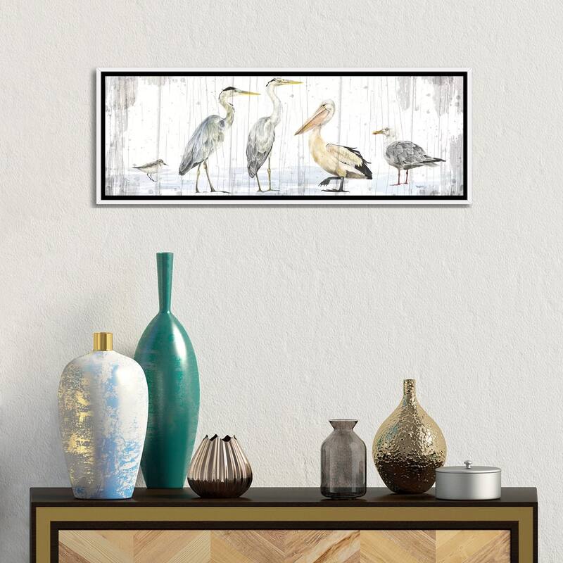 iCanvas "Birds of the Coast Rustic Panel" by Tara Reed Framed Canvas Print