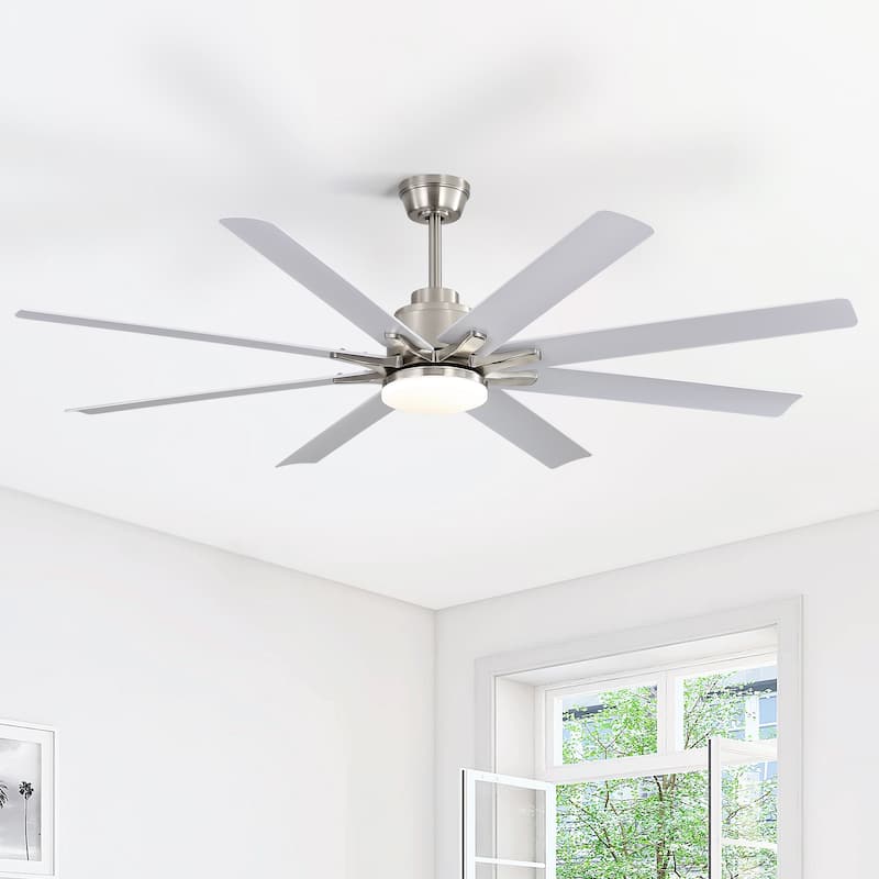 52 Inch/66 Inch/72 Inch Modern Ceiling Fan with Dimmable LED Light ,Remote&APP Control,8 Blades for Large Living Room,Porch