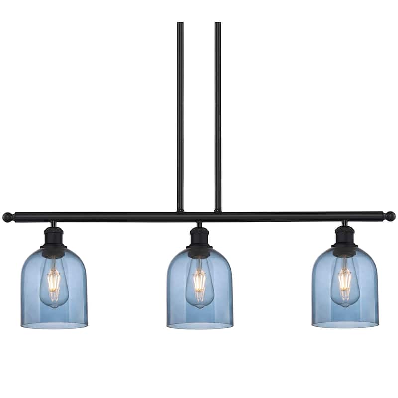 Innovations Lighting 516-3I-10-36 Bella Pendant Bella 3 Light 36" Wide - Matte Black / Princess Blue