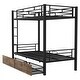 preview thumbnail 7 of 6, Black Twin over Twin Metal Bunk Bed with Storage Drawers