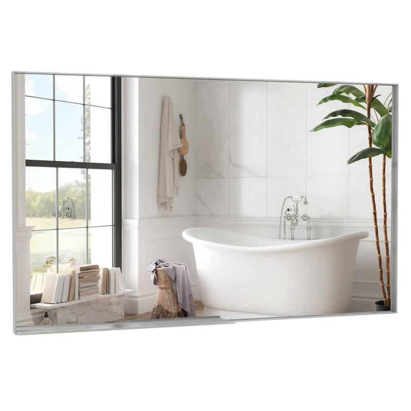 60*36"Oversized Modern Rectangle Bathroom Mirror with Silver Frame Mirrors Wall Mounted mirror with Aluminum Frame