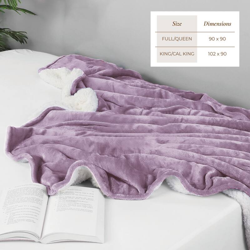 Linery & Co. Velvet Plush Reversible Sherpa Bed Blanket