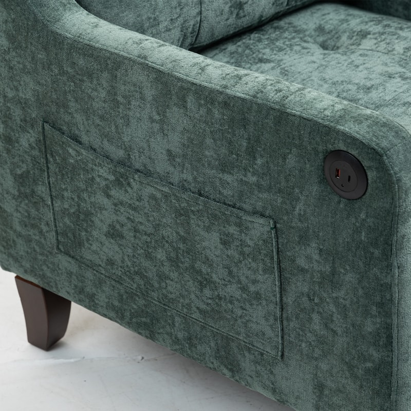 Retro Chenille Accent Sofa Chair with USB Charging Port