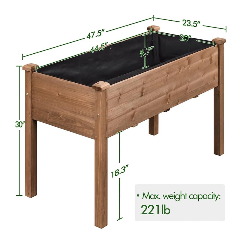 Yaheetech Raised Wooden Garden Bed Flower Boxes and Vegetable Planter