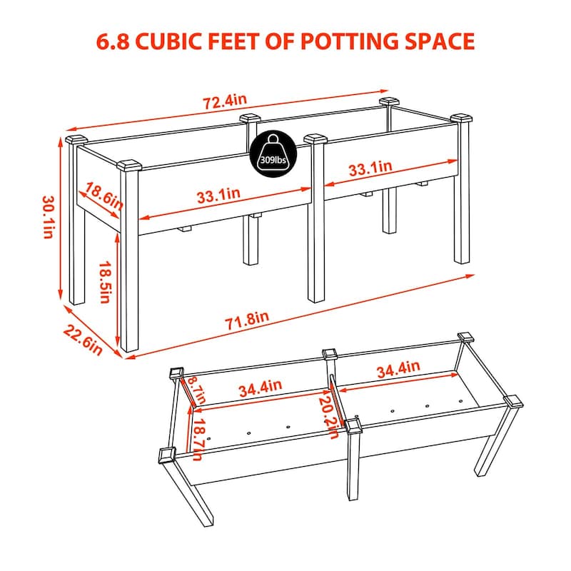 VEIKOUS Raised Garden Bed Outdoor, 6.8 Cu.Ft Large Planting Space, Solid Cedar Wood Planter Box