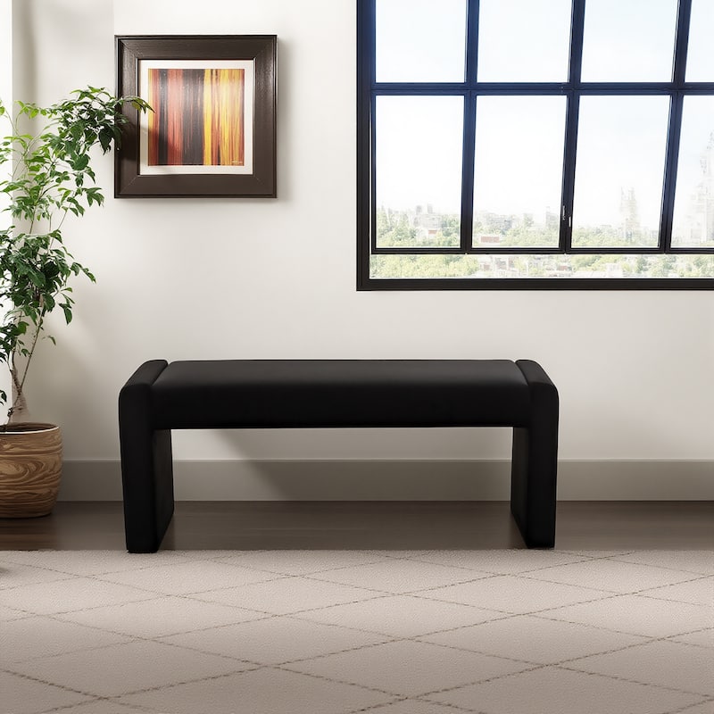 Velvet/Faux Leather Entryway Bench End of Bed Bench Upholstered Modern Window Bench for Dining Room/Bedroom