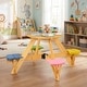 preview thumbnail 6 of 8, Gymax Kids Picnic Table w/ Stools Wooden Activity Desk Set w/ Foldable