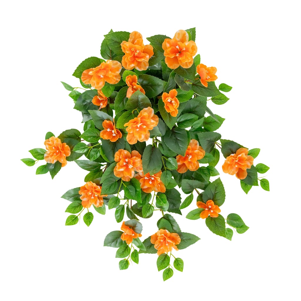 24-in UV Resistant Artificial Azalea Hanging Plant - Set of 3
