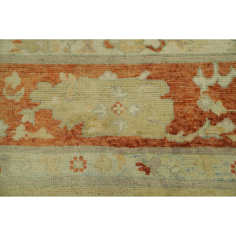 Vegetable Dye Wool Oushak Turkish Area Rug, Floral Geometric Carpet - 10' 0'' X 8' 4''