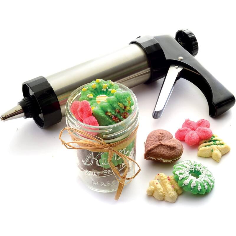 3299 Stainless Steel Cookie & Icing Press with Storage Case, Black