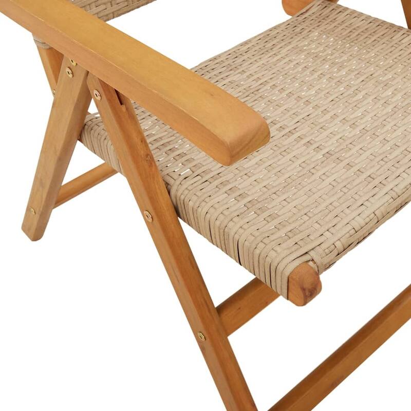 vidaXL Patio Chairs Garden Seating Furniture Solid Wood Acacia and Poly Rattan - 27.6 x 22.4 x 42.9
