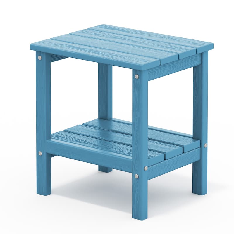Outdoor HDPE Classic Double-Layer Adirondack Side Table - Light Blue