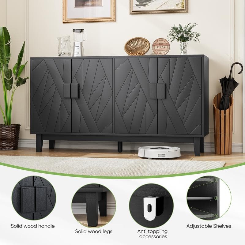 Framehouse 4-Door Buffet Cabinet Multifunctional Decorative Cabinet for Living Room or Dining Area