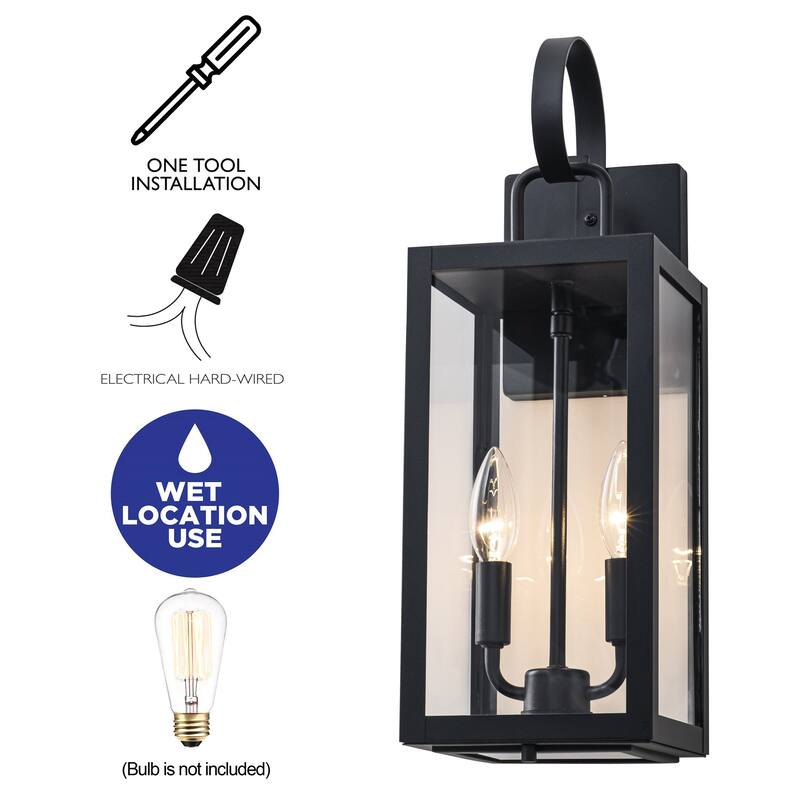 C Cattleya 1 Pack 2-Light 18.25-in Matte Black Outdoor Wall Light with Close Bottom