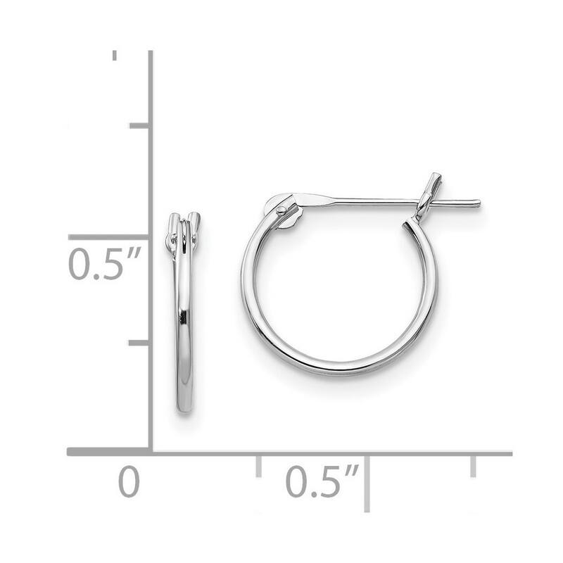 Curata 14k White Gold Polished 1x9mm Hoop Earrings