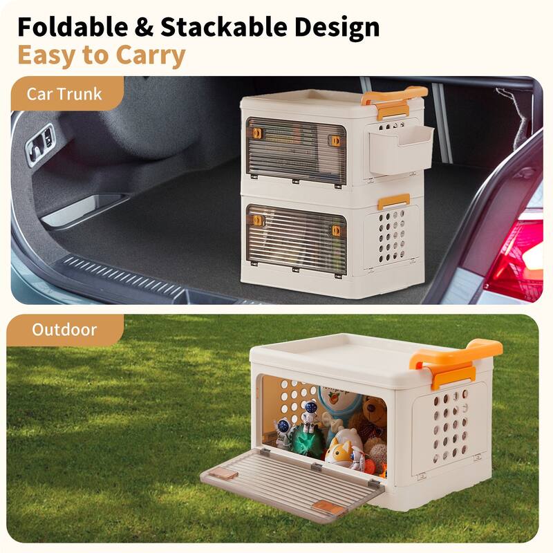 VECELO Collapsible Storage Bins with Lids, 3/4-Tier Stackable Storage Bins Closet Organizers and Containers for Home & Office