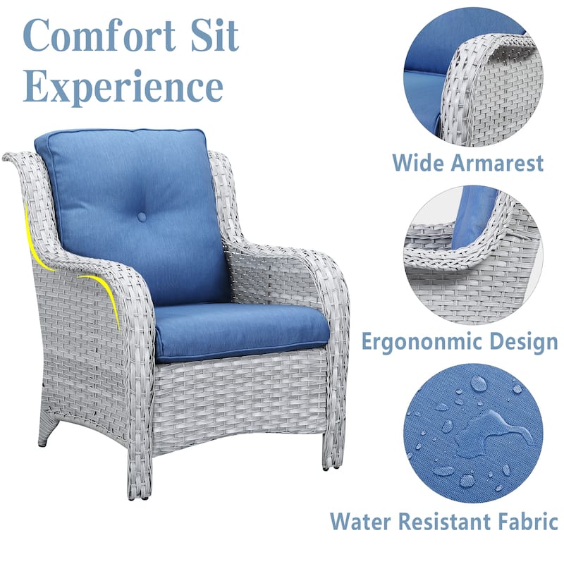 Pocassy Patio PE Wicker Chairs Rattan Dining Chairs