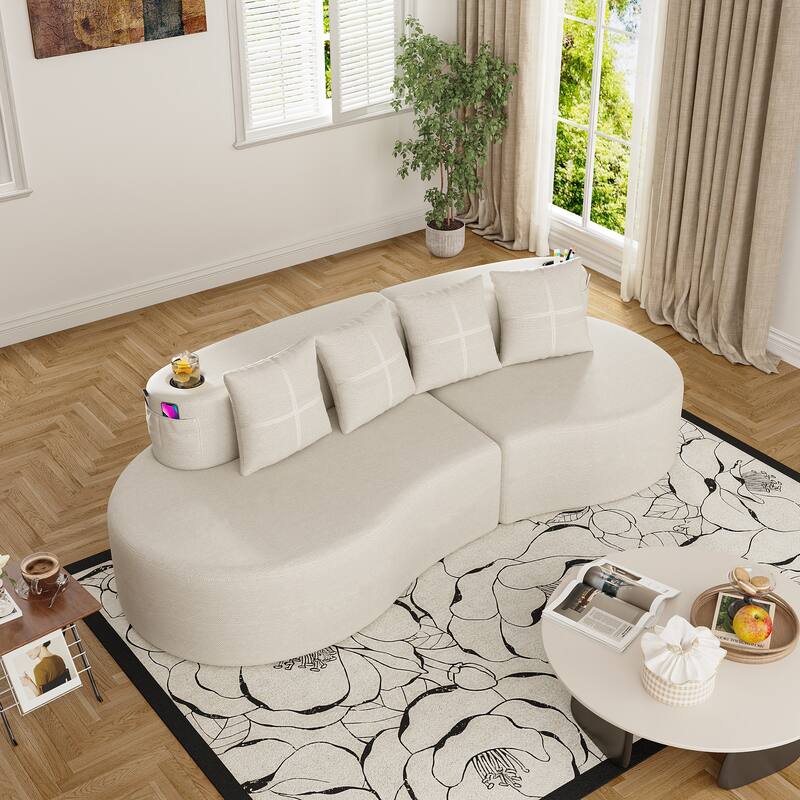 Modern Curved Sectional 3 Seat Minimalist Elegant Half Moon Sofa Compressed Modular Sectional Sofa for Living Room, Office