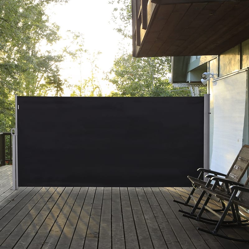 Outsunny Retractable Folding Side Awning Patio Outdoor Privacy Screen with Resistance to UV Rays & Wind, 5.25' High Grey