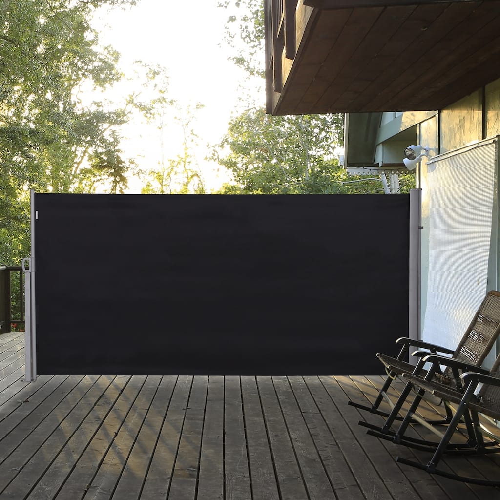 Outsunny Retractable Folding Side Awning Patio Outdoor Privacy Screen with Resistance to UV Rays & Wind, 5.25' High Grey