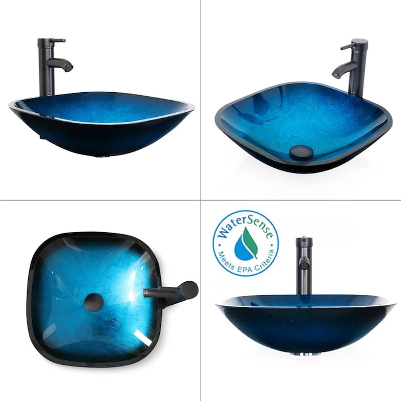 48" Bathroom Vanity Set Vessel Sink Mirror Faucet W/ Small Cabinet Combo