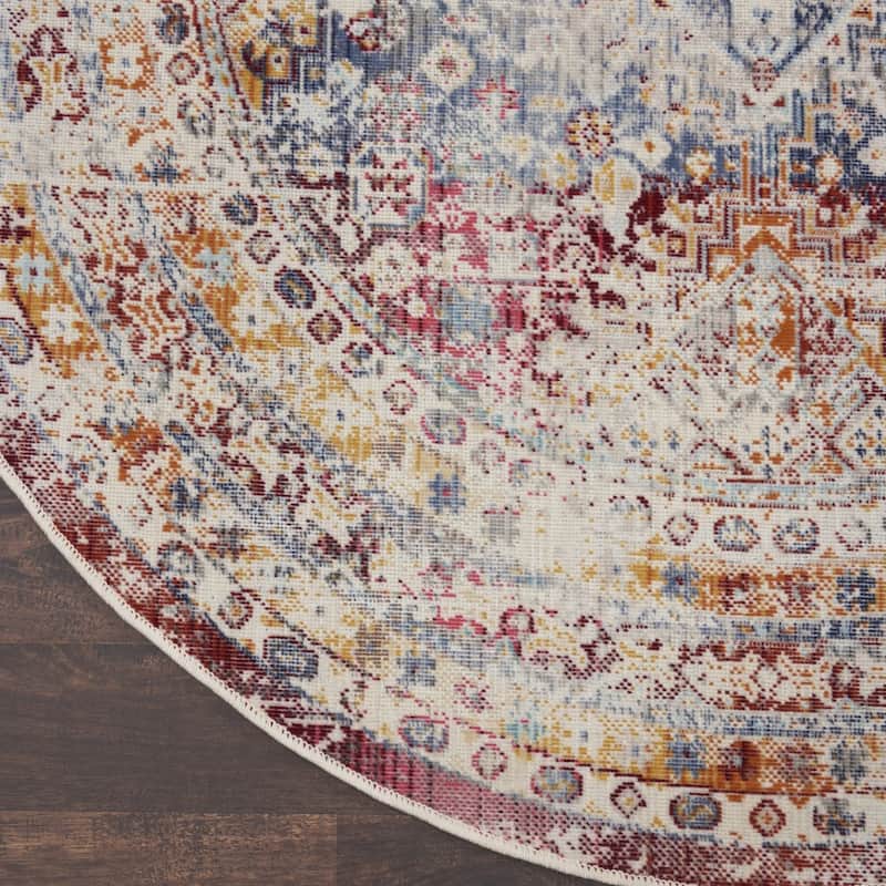 HomeRootsGeometric Traditional Round Area Rug - 72' X '72' X '0.5