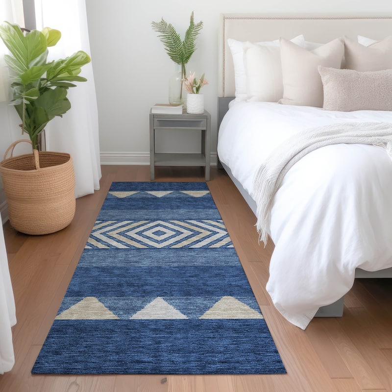 Machine Washable Indoor/ Outdoor Global Boho Chantille Rug