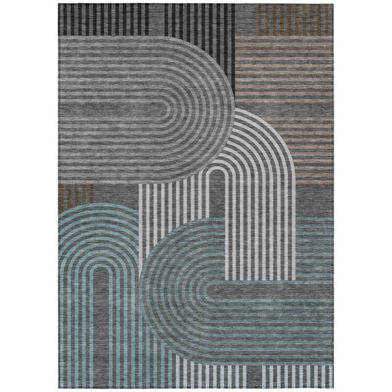 Machine Washable Indoor/ Outdoor Modern Basehor Chantille Rug