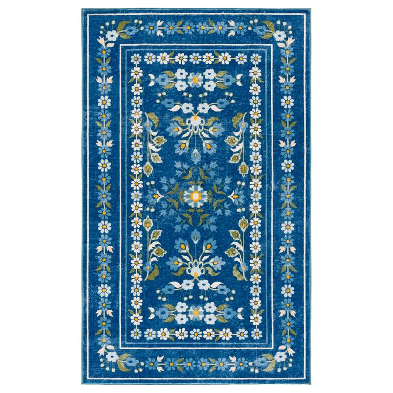 Martha Stewart Ineta Machine Washable & Slip Resistant Rug - 3' x 5' - Dark Blue/Beige