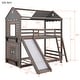 preview thumbnail 10 of 46, Twin Over Twin Bunk Bed Wood Bed with Slide and Ladder