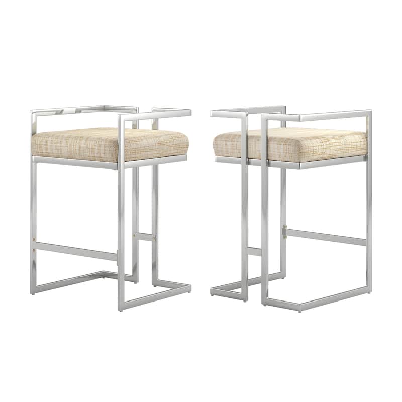 Tanner Velvet Upholstered Chrome Finish Metal Barstool (Set of 2) by iNSPIRE Q Bold