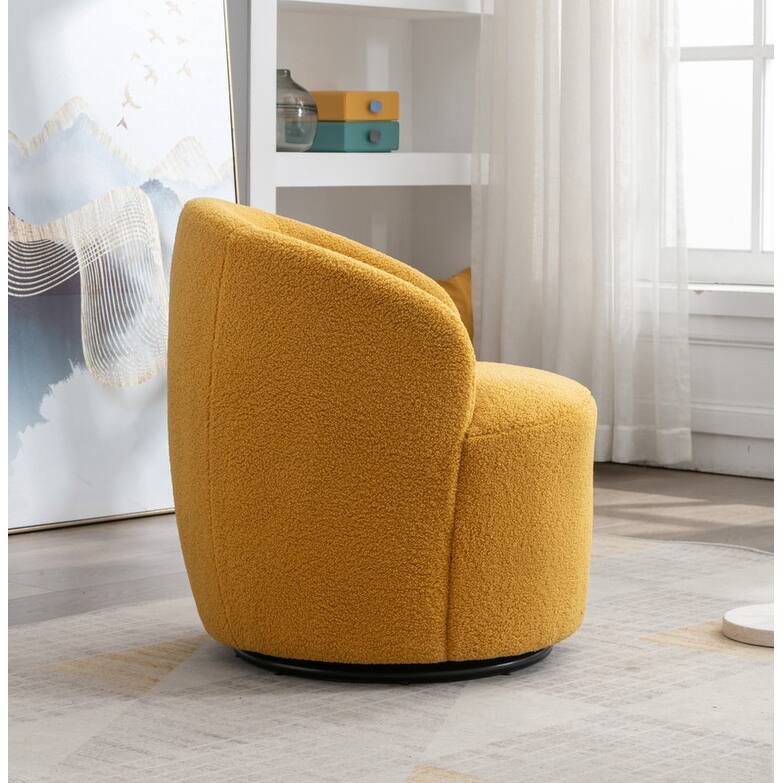 Swivel Barrel Chair,Teddy Fabric Upholstered Modern Round Accent Arm Chairs