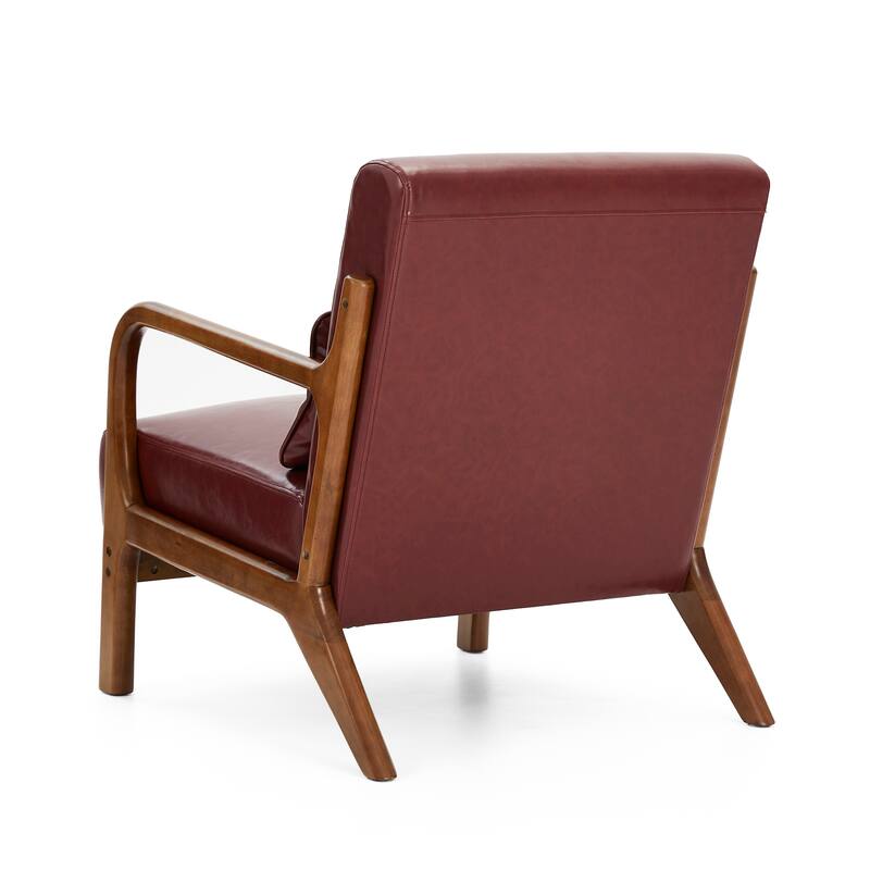 Glitzhome Set of 2 30.75"H Mid-Century Modern PU Leather Accent Chairs with Cushion - 25.75"W x 33.75"D x 30.75"H