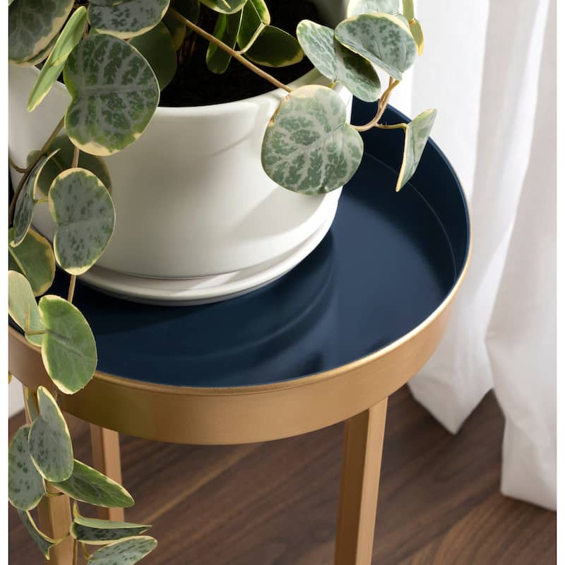 Kate and Laurel Celia Round Metal Foldable Tray Table Set