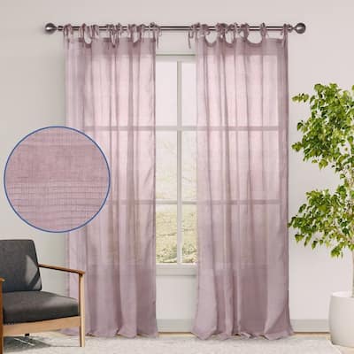 Stripe Sheer Tie Top Curtain Pair(2 panels)