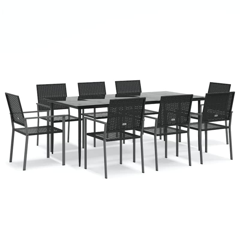 vidaXL 3/5/7/9 Piece Patio Dining Set with Cushions Poly Rattan and Steel