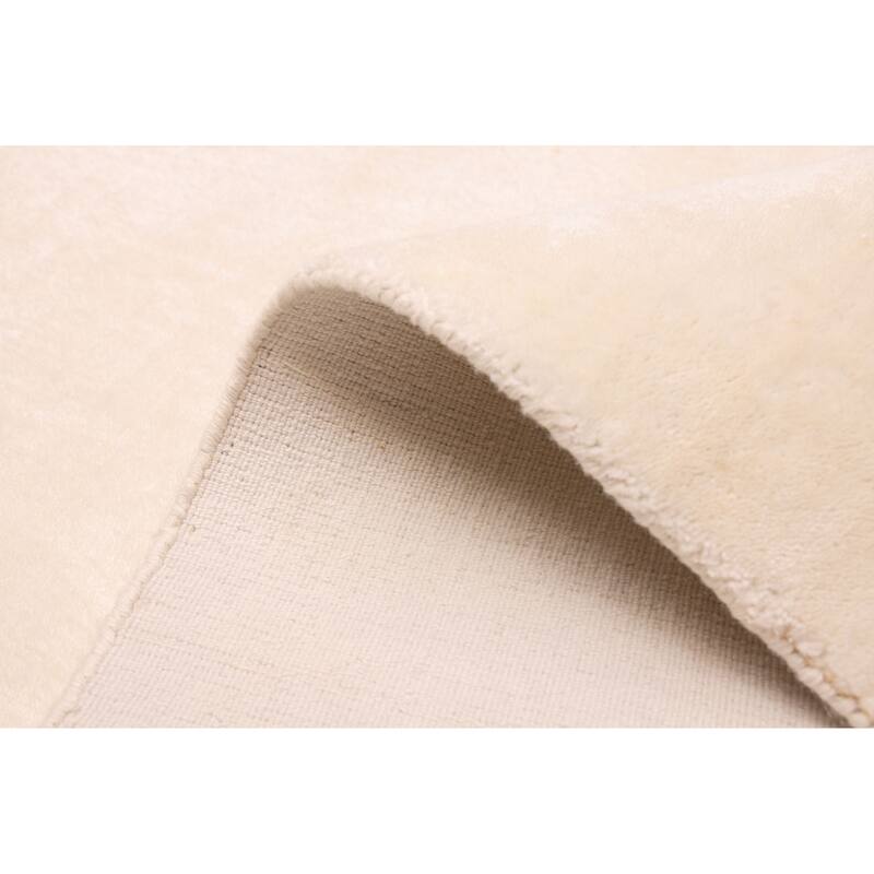 ECARPETGALLERY Hand Loomed Ananda White Viscose, Wool Rug - 8'0 x 10'0