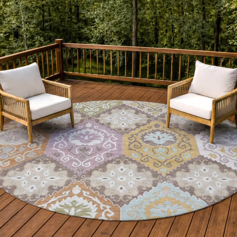 Machine Washable Indoor/ Outdoor Global Bayfield Chantille Rug - Taupe - 8' x 8'