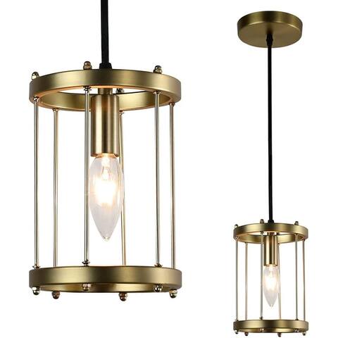 E12 gold pendant light cylinder farmhouse island pendant light - N/A
